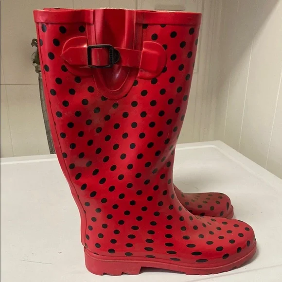 Red Polka Dot Rain Boots - Picture 1 of 1